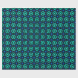 Turquoise and blue Kaleidoscope Fractal Pattern ラッピングペーパー