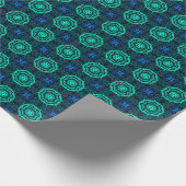 Turquoise and blue Kaleidoscope Fractal Pattern ラッピングペーパー (角)