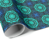 Turquoise and blue Kaleidoscope Fractal Pattern ラッピングペーパー (ロールコーナー)