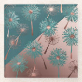  Turquoise and Copper Dandelions ガラスコースター (正面)