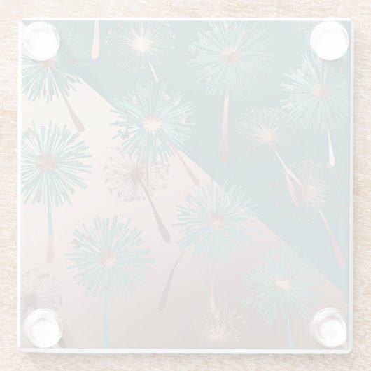  Turquoise and Copper Dandelions ガラスコースター (裏面)