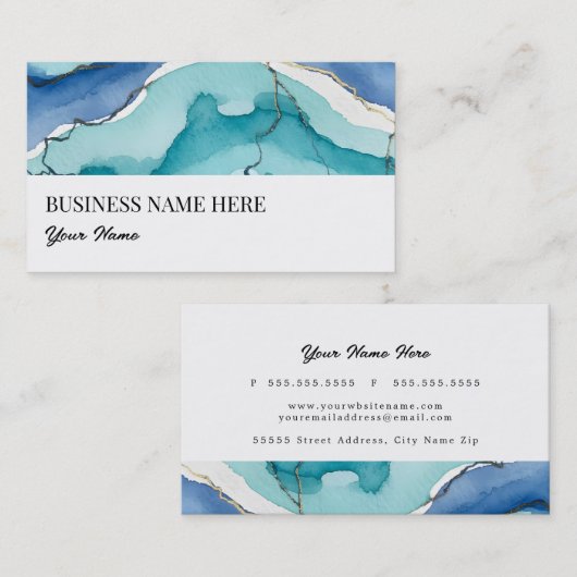 turquoise and gold business cards 名刺 (正面/裏面)