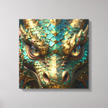 Turquoise and Gold Dragon Face