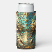 Turquoise and Gold Dragon Face スリム缶クーラー (Seltzer正面)