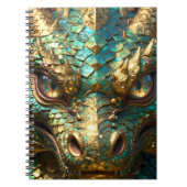 Turquoise and Gold Dragon Face ノートブック (正面)