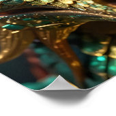 Turquoise and Gold Dragon Face ポスター (角)