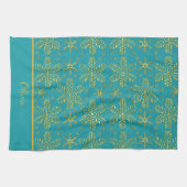 Turquoise and Gold Personalized キッチンタオル (横)