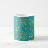 Turquoise and Gold Snowflakes Christmas Mug コーヒーマグカップ (中央)