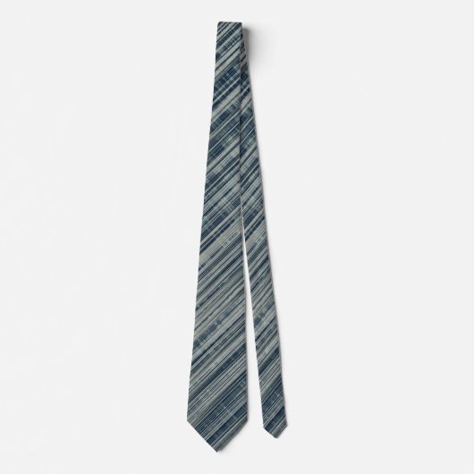Turquoise and Navy Striped Pattern  ネクタイ (正面)