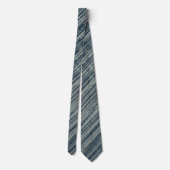 Turquoise and Navy Striped Pattern  ネクタイ (裏面)