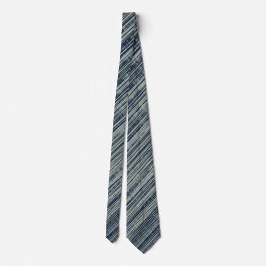Turquoise and Navy Striped Pattern  ネクタイ (裏面)