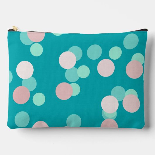 turquoise and pale pink dots アクセサリーポーチ (正面)