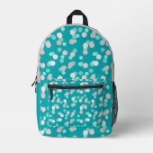 turquoise and pale pink dots プリントバックパック (正面)