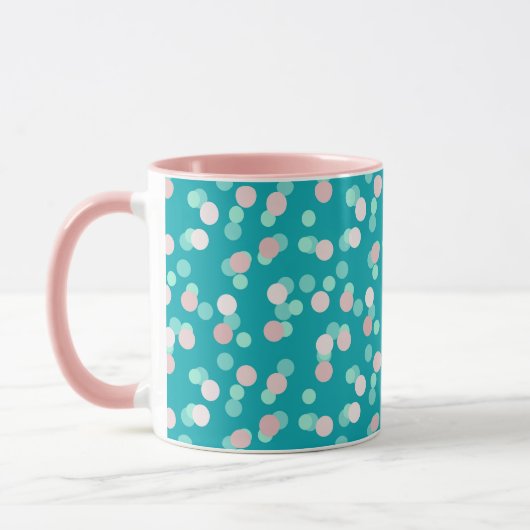 turquoise and pale pink dots マグカップ (左)