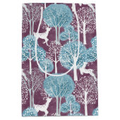 Turquoise and Purple Deer Village Holiday  ミディアムペーパーバッグ (正面)