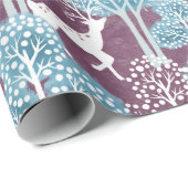 Turquoise and Purple Deer Village Holiday  ラッピングペーパー (ロールコーナー)