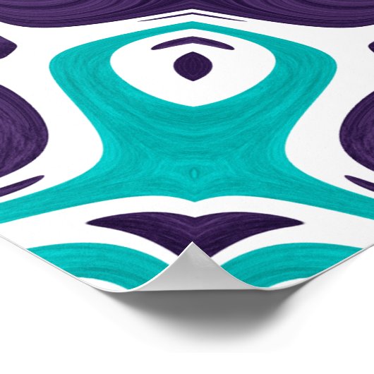 Turquoise and Purple Modern Mandala Pattern ポスター (角)