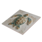 Turquoise and Sand Coastal Sea Turtle タイル (側面)