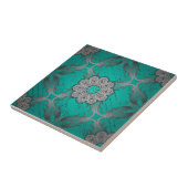 Turquoise and Silver Ornamental Mandala luxury  タイル (側面)