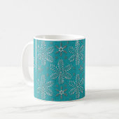 Turquoise and Silver Snowflakes Christmas Mug コーヒーマグカップ (正面左)