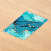 Turquoise and Teal Alcohol Ink Abstract with Gold  アクリル招待状 (レイダウン)