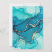 Turquoise and Teal Alcohol Ink Abstract with Gold  サンキューカード (裏面)