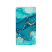Turquoise and Teal Alcohol Ink Abstract with Gold  ラベル (正面)