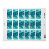 Turquoise and Teal Alcohol Ink Abstract with Gold  ラベル (フルシート)