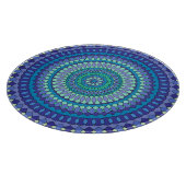 Turquoise and teal blue mandala  カッティングボード (角)
