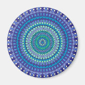 Turquoise and teal blue mandala マグネット (正面)