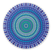 Turquoise and teal blue mandala pattern classic ro セラミックノブ (正面)