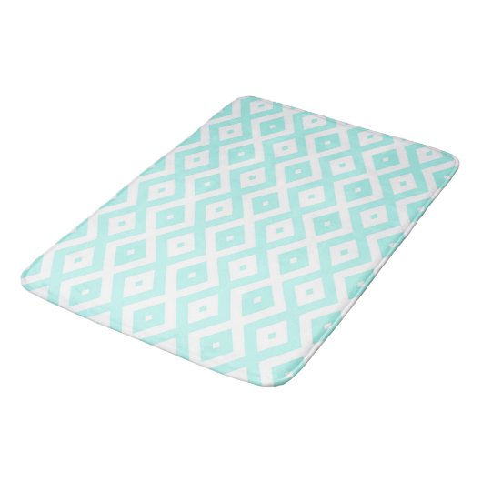 Turquoise and white diamond pattern バスマット (アングル)