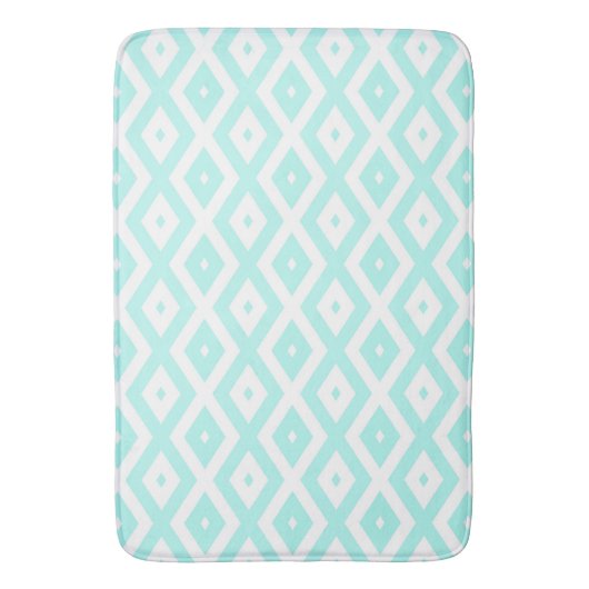 Turquoise and white diamond pattern バスマット (正面縦)