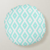 Turquoise and white diamond pattern ラウンドクッション (裏面)