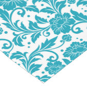 Turquoise and White Floral Damask Pattern ショートテーブルランナー (コーナー)