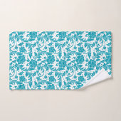 Turquoise and White Floral Damask Pattern バスタオルセット (ハンドタオル)