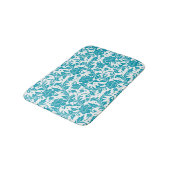 Turquoise and White Floral Damask Pattern バスマット (アングル)