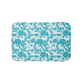 Turquoise and White Floral Damask Pattern バスマット (正面)