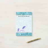 Turquoise Aqua Glitz Glitter Purple Unicorn ポストイット (デスク上)
