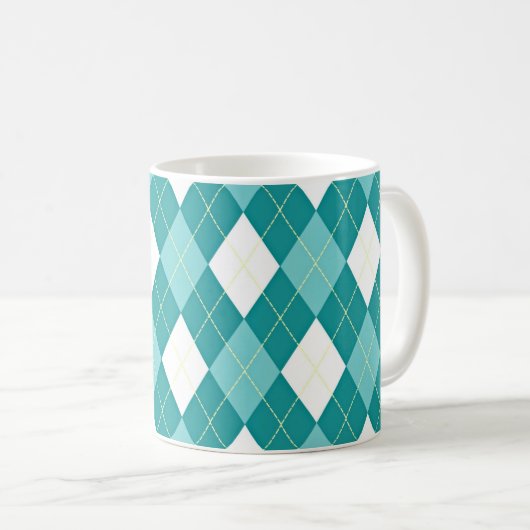 Turquoise argyle pattern コーヒーマグカップ (正面右)