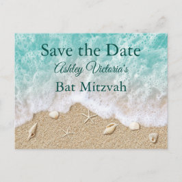 Turquoise Beach Waves Bat Mitzvah Save the Date インビテーションポストカード