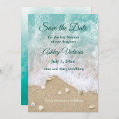 Turquoise Beach Waves Bat Mitzvah Save the Date 招待状 (正面/裏面)