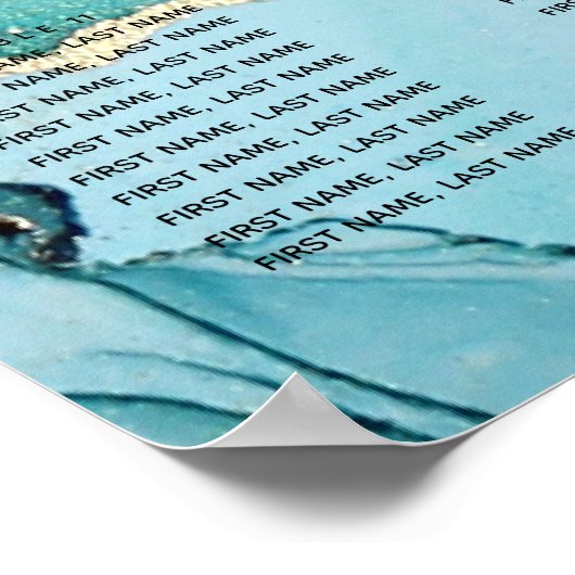 Turquoise Black Gold Seating Chart ポスター (角)