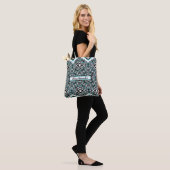 Turquoise & Black Tribal Tapestry Tote トートバッグ (モデル)