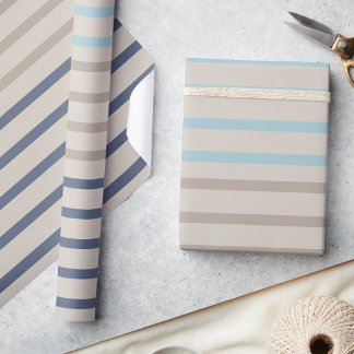 Turquoise blue and beige stripes ラッピングペーパー