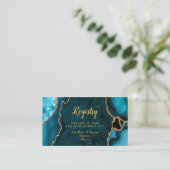 Turquoise Blue and Gold Agate Wedding Registry エンクロージャーカード (スタンド正面)