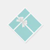 Turquoise Blue Big White Bow Bridal Shower スタンダードカクテルナプキン (角)