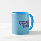 Turquoise Blue Coffee Time Purple Text Mug マグカップ (正面右)