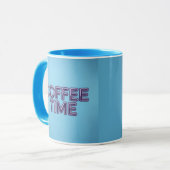 Turquoise Blue Coffee Time Purple Text Mug マグカップ (正面左)