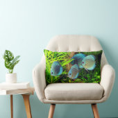 Turquoise Blue Discus ランバークッション (椅子)